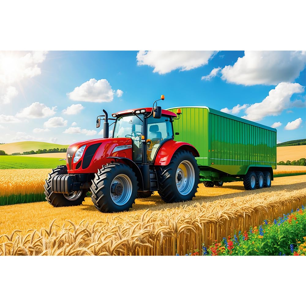 Trefl - Maszyny Rolnicze, Traktor z Przyczepą - Puzzle 100 Elementów - Układanka z Pojazdami, Kreatywna Rozrywka, Zabawa dla Dzieci od 5 lat