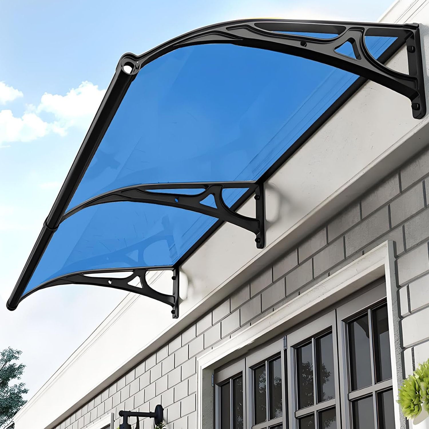 Zewnętrzna markiza na patio do drzwi i okien, ochrona przed promieniowaniem UV i deszczem, podkładki pod drzwi wejściowe z poliwęglanu, 100 x 120 cm, stylowa osłona przeciwsłoneczna