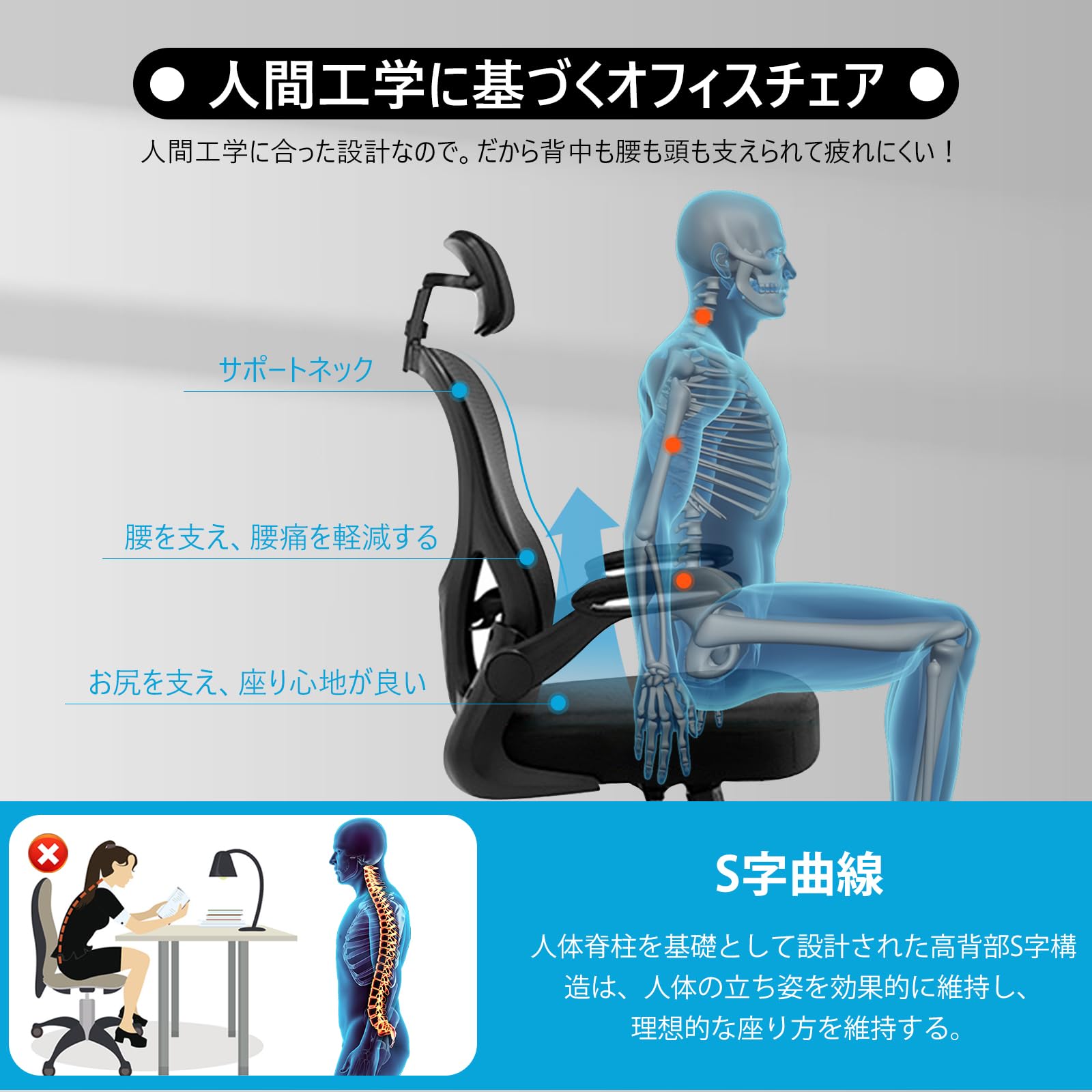 Amazon.co.jp: EdoErgo オフィスチェア メッシュチェア テレワーク 