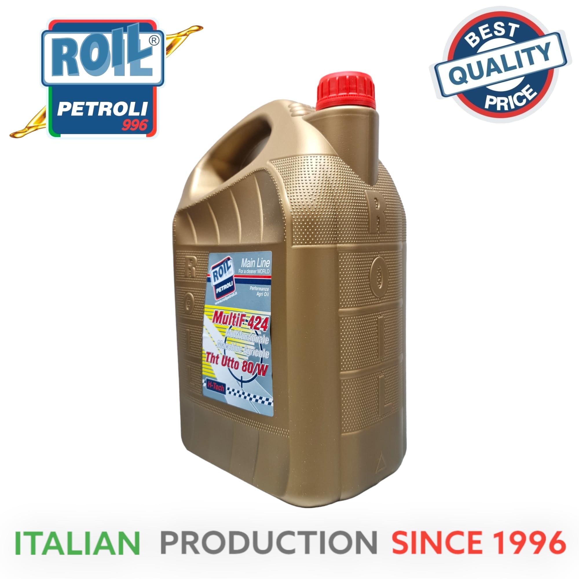 Roil UTTO 424 THT 80W - Olio per la lubrificazione di organi di trasmissioni, impianti Idraulici, Freni e frizioni in Bagno d’Olio di macchinari agricoli e Movimento Terra. (5 Litri)