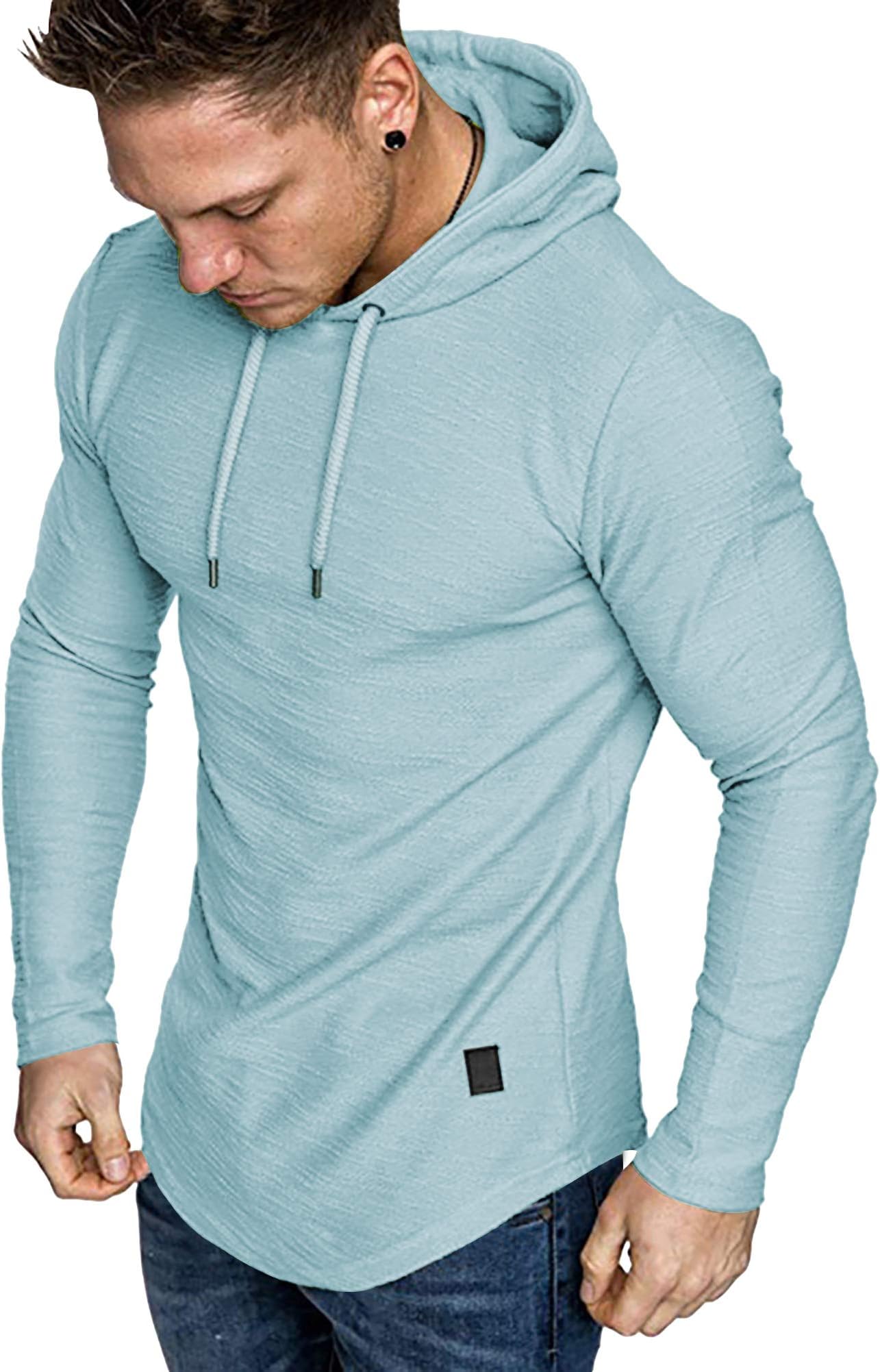 - Mens Fashion Athletic Hoodies Sport Sweatshirt Solid Color Fleece Pullover