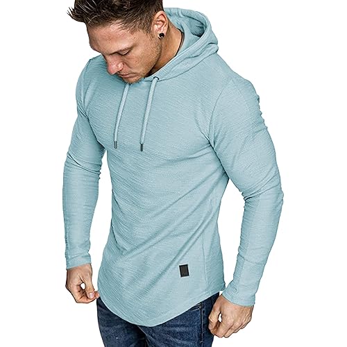 Lexiart Mens Fashion Athletic Hoodies Sport Sweatshirt Solid Color Fleece Pullover