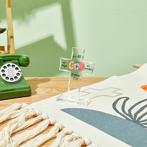 Miniatura 4 de Cruz cristiana de acrílico para dar bendición y lo sagrado espiritual, regalo religioso con palabras inspiradoras y oraciones para fomentar la fe,