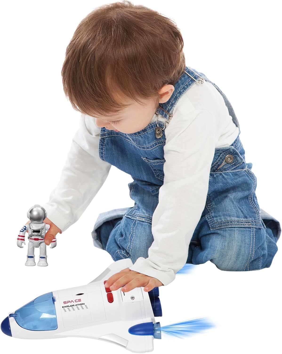 Jomifin Spaceship Toy Set with Lights & Sound for Boys Girls, Including 3 Astronauts Figure, 1 Space Rocket, 2 Space Rover, 1 Shuttle, Astro Venture Playset 10 Pcs (2) (2 Pcs)