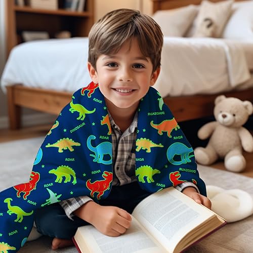 Miniatura 3 de Manta de dinosaurio para niños, suave que brilla en la oscuridad, para niños, juguetes para niños, adecuada para camas, sofás, campamento al aire