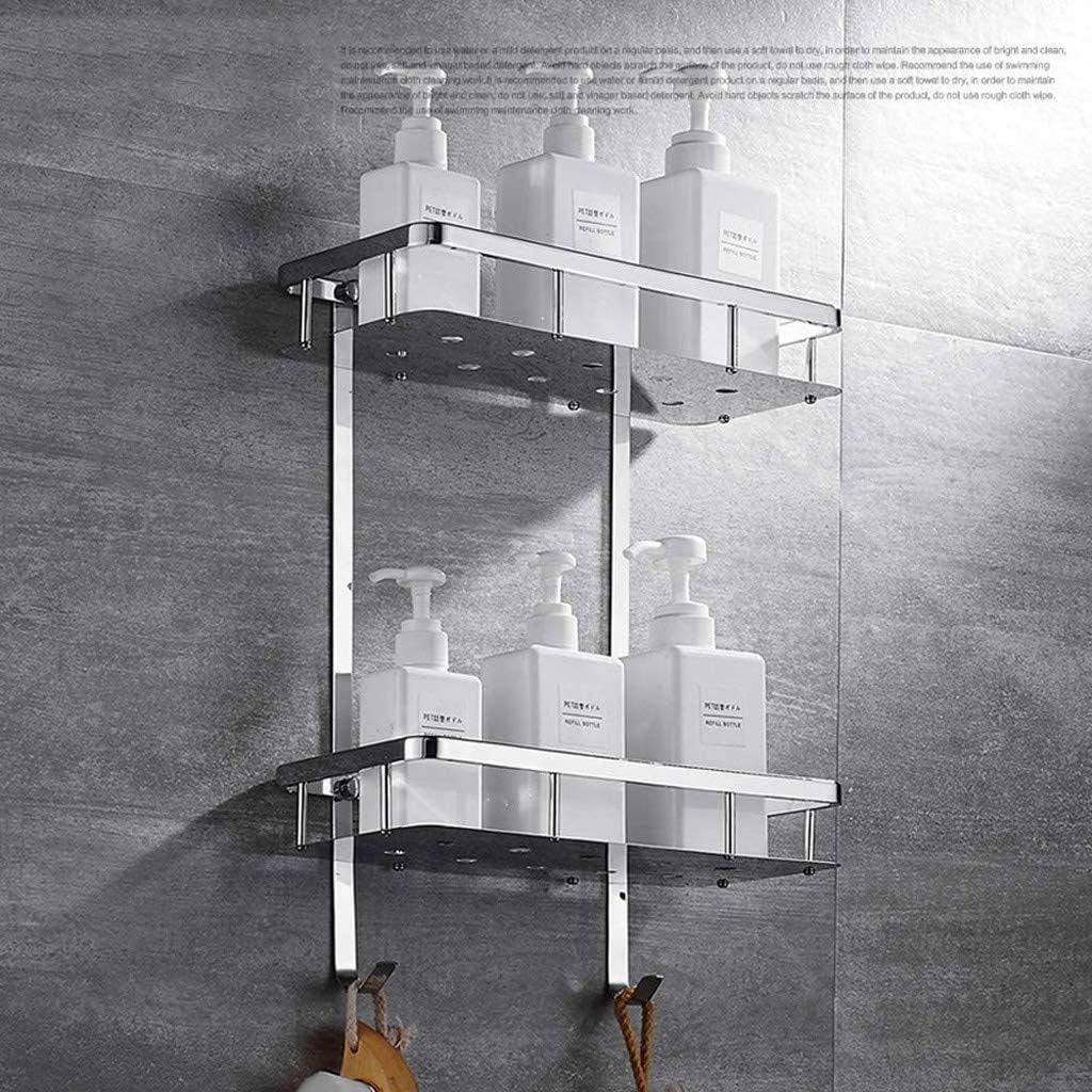 Wall Mounted Bathroom Shelf Without Drilling, Kitchen Storage Basket with Stainless Steel Anti Rust Plastic Shower