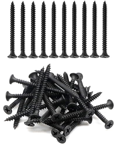 IMScrews 50 tornillos Phillips para paneles de yeso de cabeza plana 8 x 2-14 pulgadas rosca fina punta afilada acero al carbono 1022A fosfato negro
