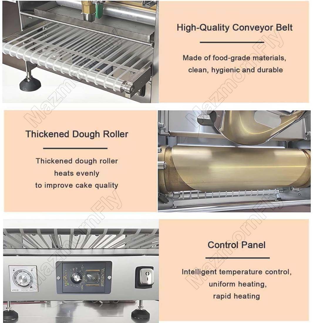 Commercial Automatic Mille Crepe Cake Making Machine,Thousand-Layer Egg Skin Maker,Thousand Layers Cake Skin Machine Crepe Crust Machine,Dia.: 6”/8”/10”,Crepe Thickness: 0.4-1.2mm 8-inches