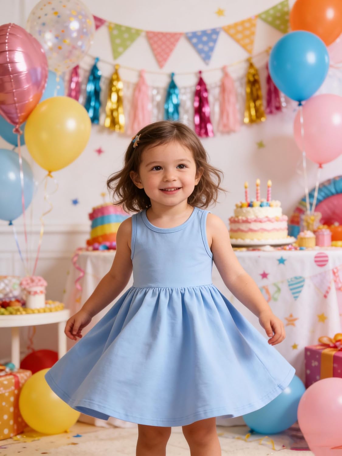 Funnycokid Toddler Girls Dress Summer Kids Sundress Clothes 1-6 Years image 4
