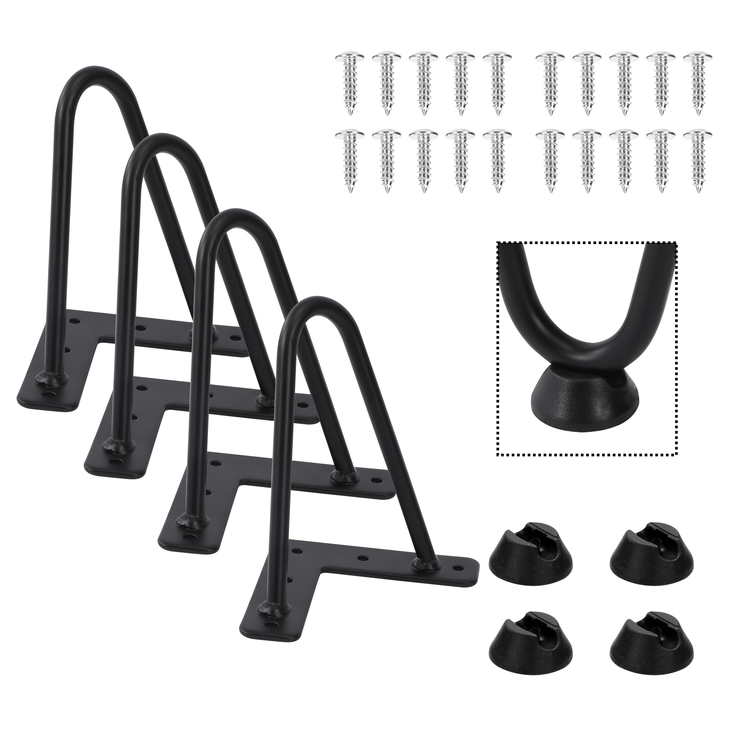 Patas para muebles de metal negro de 15cm con protectores para cama y armario