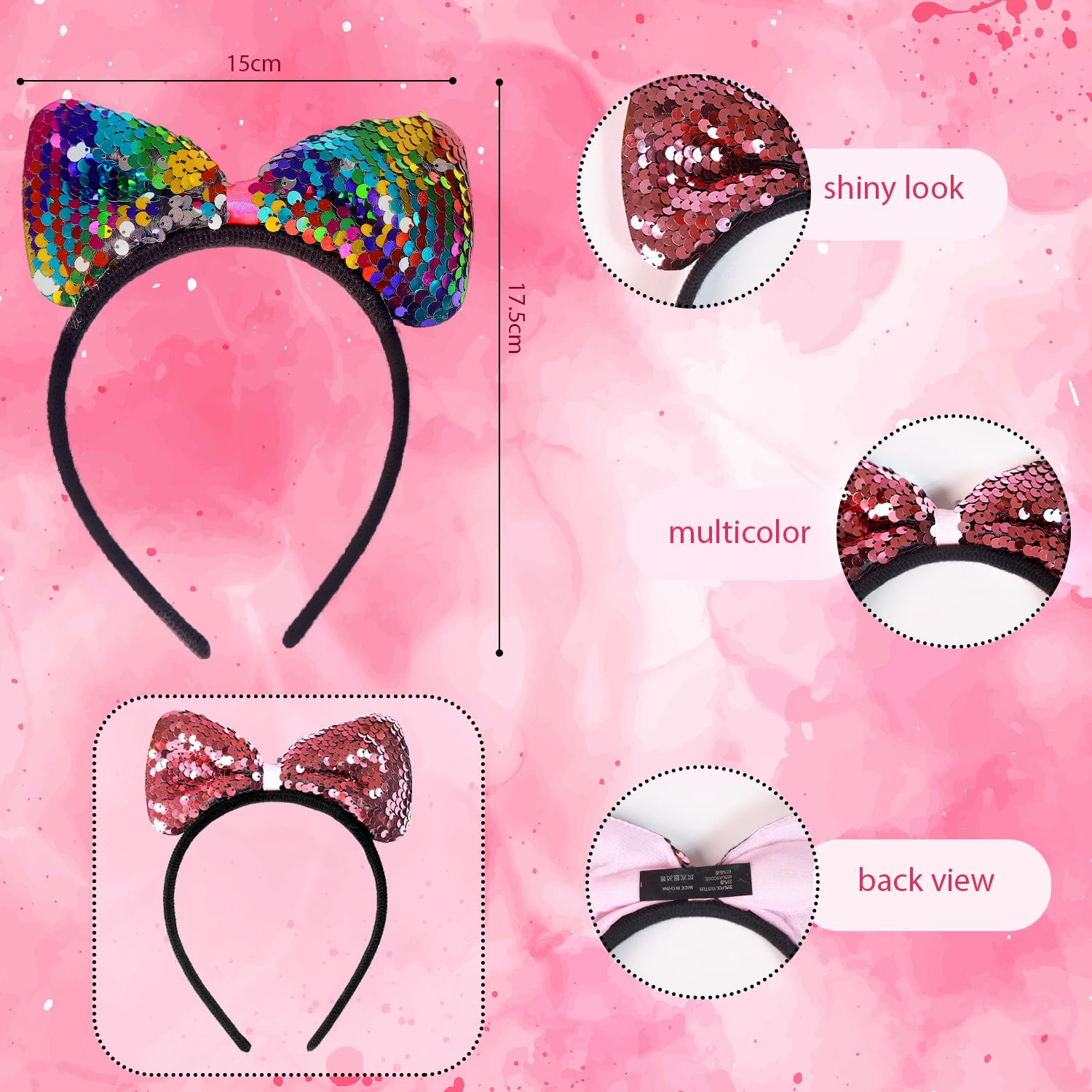 ANNA CREATIONS 2 Pcs Premium Plastic Bow Hairbands for Baby Girls – Cute Designer Headbands, Stylish Hair Accessories for Kids (Pack of 1)