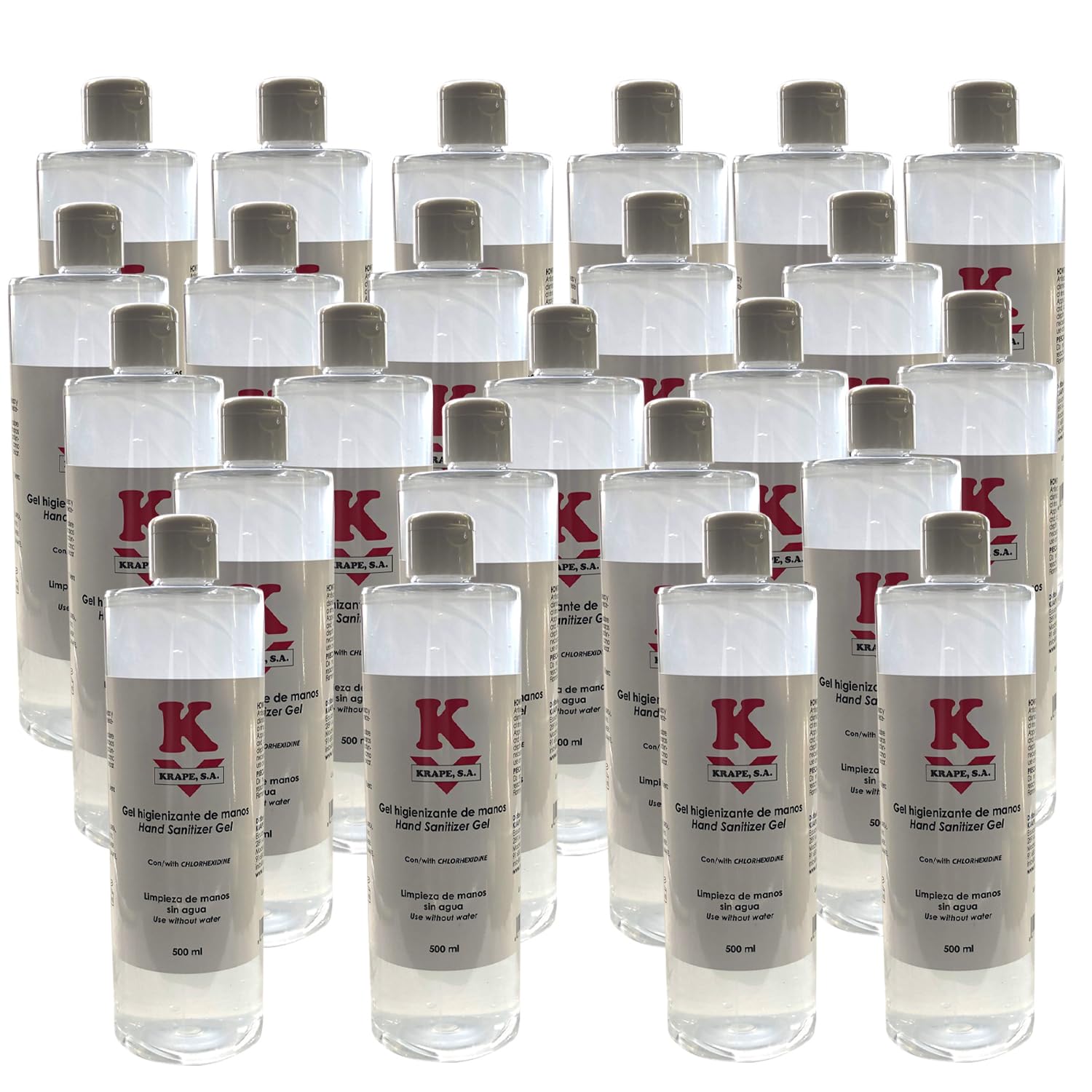 24 Gel KRAPE hidro-alcohólico desinfectante antiséptico de manos 500ml