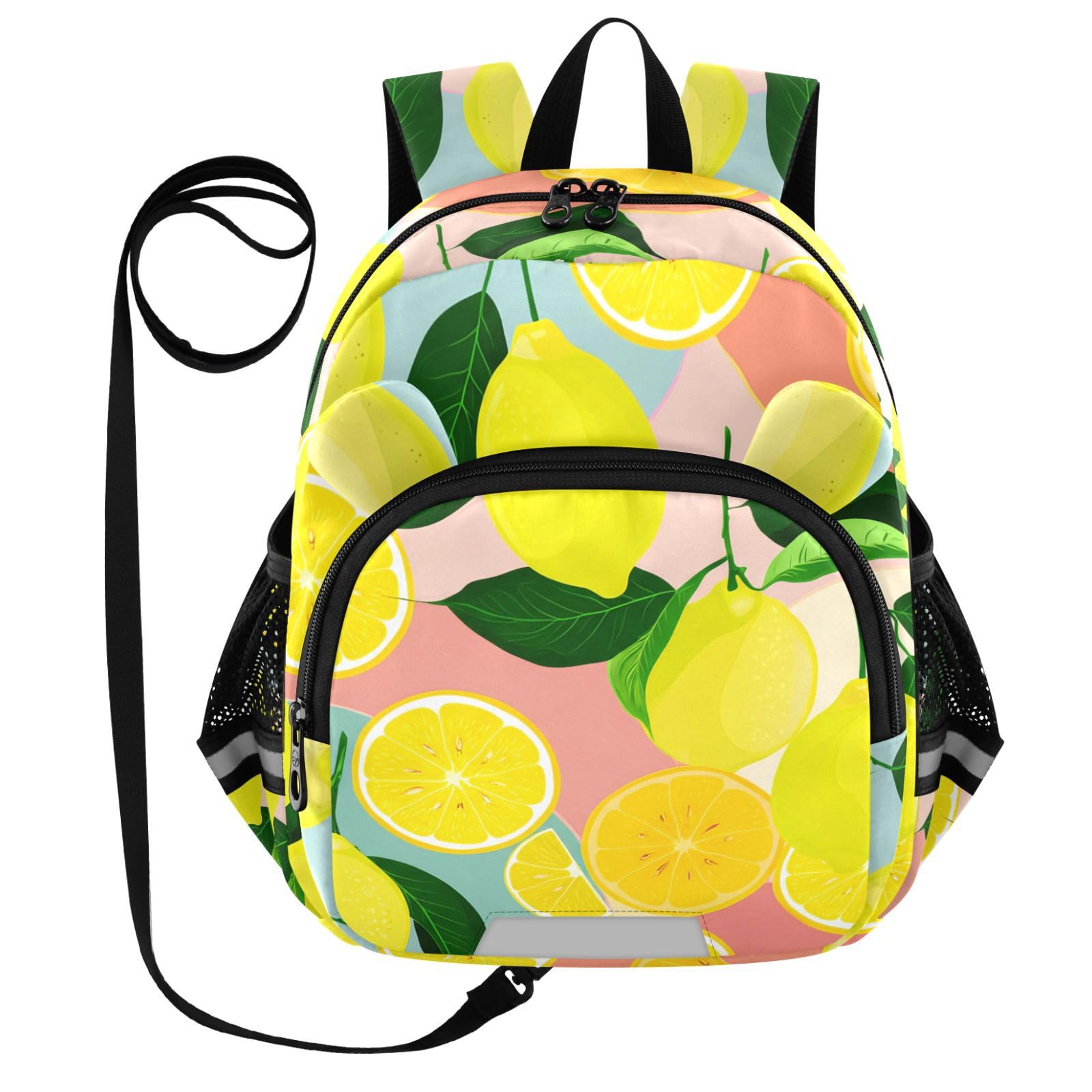 Lemon Slice Foliage Pastel Toddler Harness Backpack for Boys Girls 3-6 Years Kids Backpack with Anti Lost Safety Leash Baby Harness Bookbag for Walking Preschool Travel