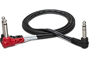 Hosa STP-201RR Right Angle 1/4" TRS Cable Converts to Dual 1/4" TS for Insertions