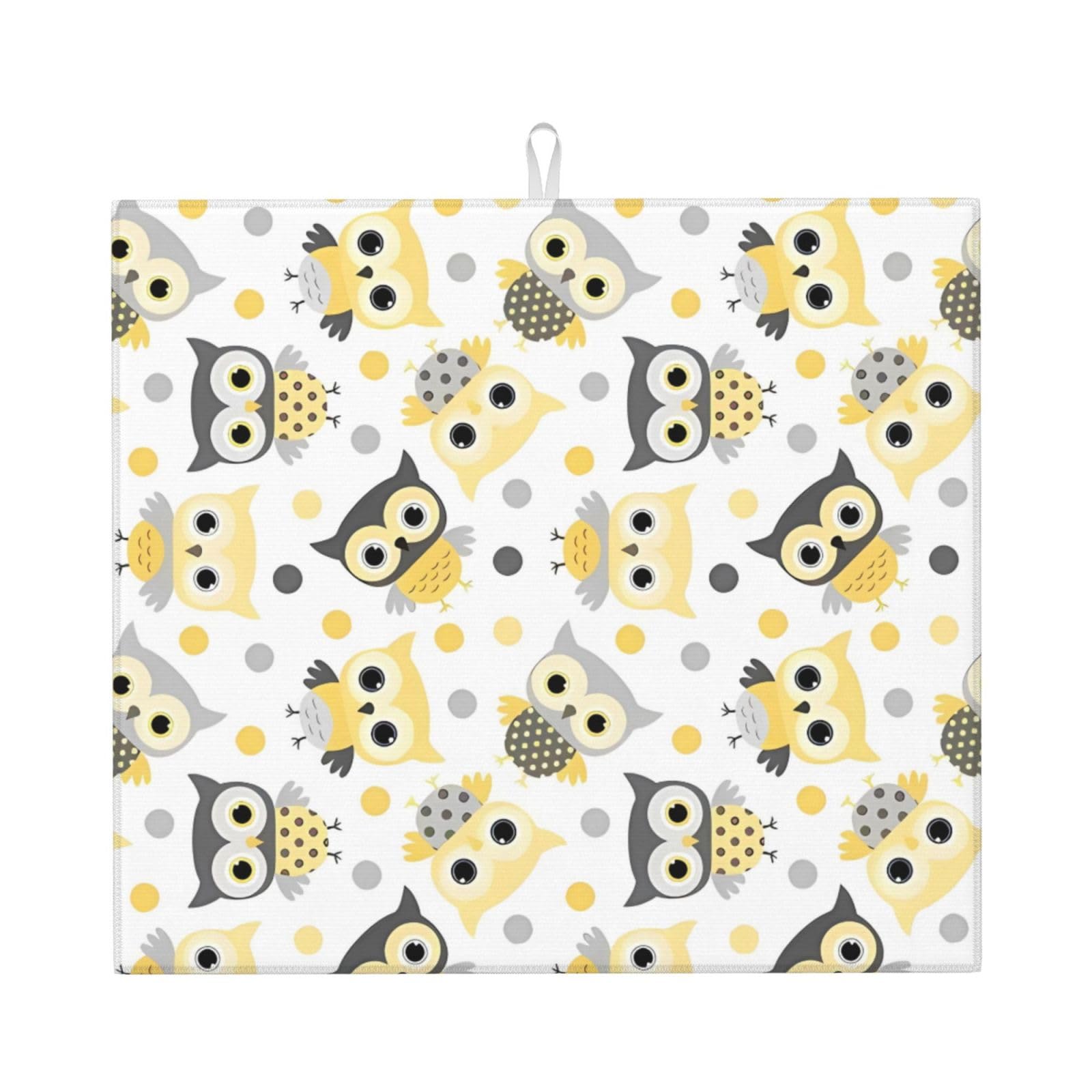 YYHHAOFA Animal Cartoon Owls Cute Prints Kitchen Drying Mat – Highly Absorbent Microfiber Throw, Non-Slip Counter Cover for Dishes, Fade-Resistant Print & Appliance Protection