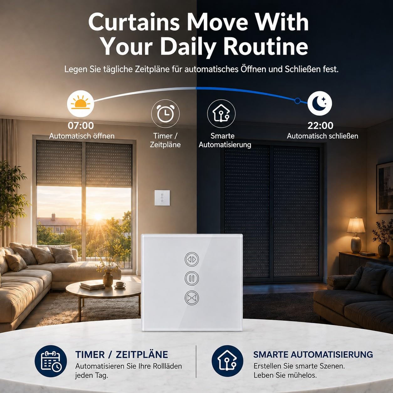 LoraTap 4 x Smart Schalter für Rollläden, vernetzt, Schalter, Jalousien, WiFi, kompatibel mit Alexa Google Home für Sprachsteuerung, Intelligente Zeitschaltuhr für Wandmotor