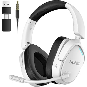 NUBWO PS5 Gaming Headset with Microphone, Wireless, 2.4G, USB/Type-C, Bluetooth 5.3/Wired, 4-Way Connection, 20 ms Ultra Low Latency, 7.1 ch Surround FPS Gaming Headset, Compatible with PC, Smartphone