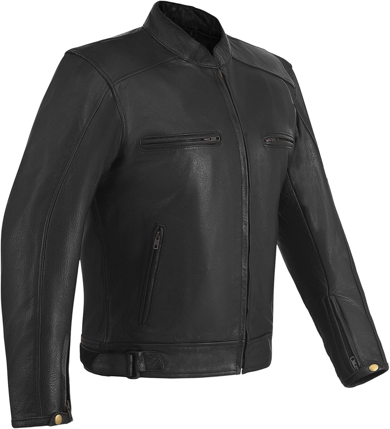 Men’s Premium Cowhide Leather Cruiser Motorcycle Riding Jacket with Dual Concealed Carry Pockets