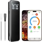 Digital Meat Thermometer Wireless Bluetooth with Smart App, 527°F Heat Resistant Probe, 100m Remote Range,Camping Appliances, Kitchen Essentials for Oven BBQ Grilling and Smoking