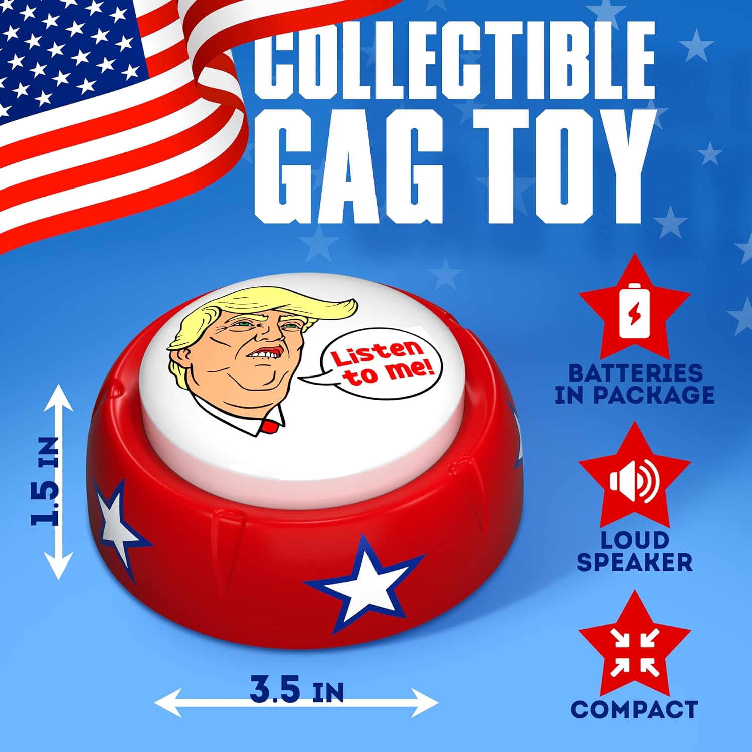 Trumped Button | Dad Joke Button with Donald Trump's Lifelike Parody Voice | Funny Gag Gift for Father Day | Cool Present for Friends & Colleagues | Funny Dad Birthday Gift | Gag Toy & Practical Jokes