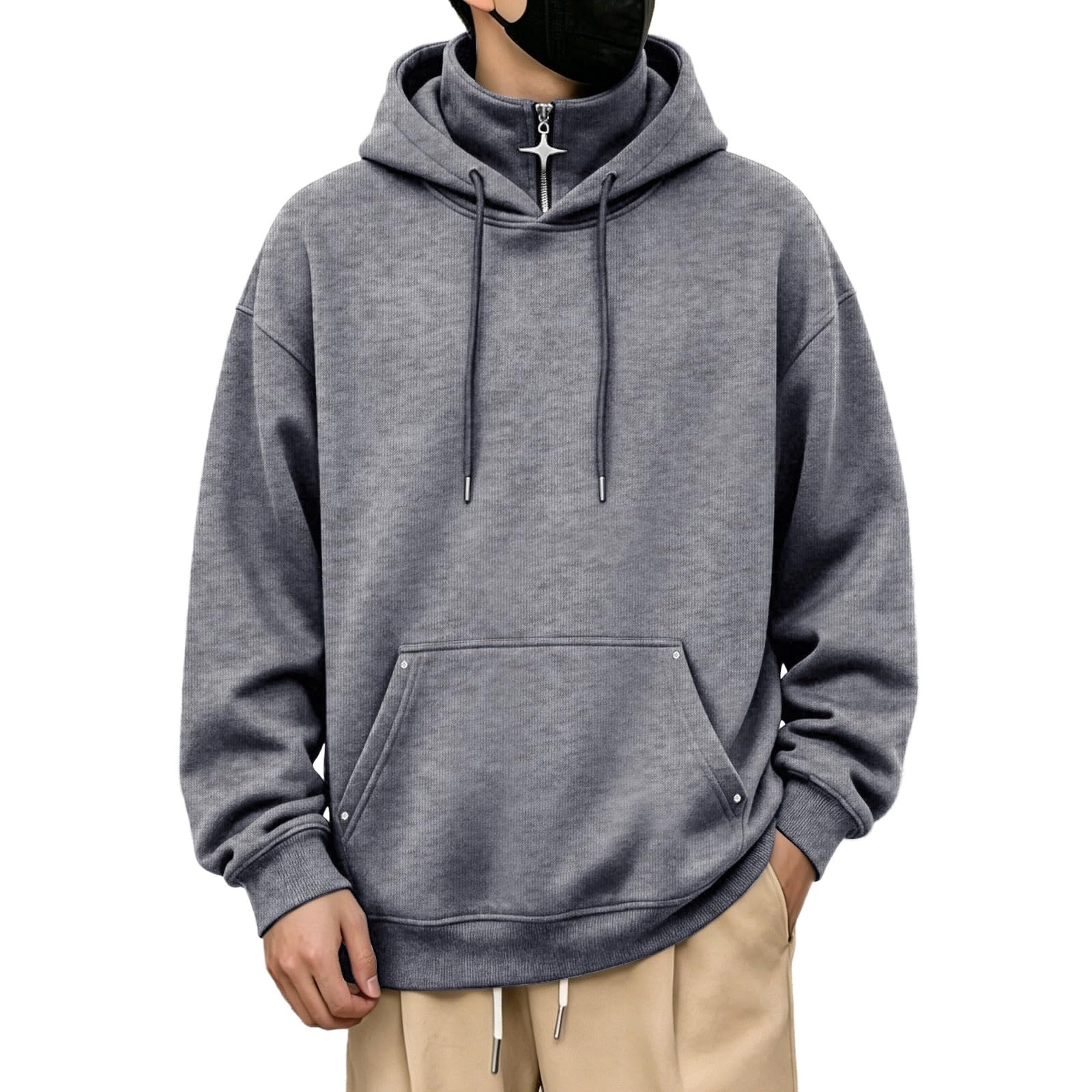 Felpa Uomo Maglioni e Felpe da Lavoro da con Cappuccio e Coulisse Hoodie | felpa lavoro uomo, hoodies casual, con coulisse, collo alto, con tasche leggera, vestibilità comoda, per autunno invernale