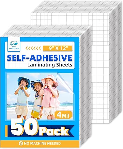 Miniatura 11 de T&W SAME FILM Paquete de 30 hojas de laminación autoadhesivas, 4 mil, capacidad para papel laminado de 8.5 x 11 pulgadas, hojas de laminación de 9 x