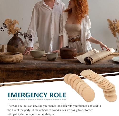 Miniatura 9 de 50 piezas de círculos de madera natural, rebanadas sin terminar, pieza de madera redonda, discos de madera, etiquetas en blanco para manualidades,