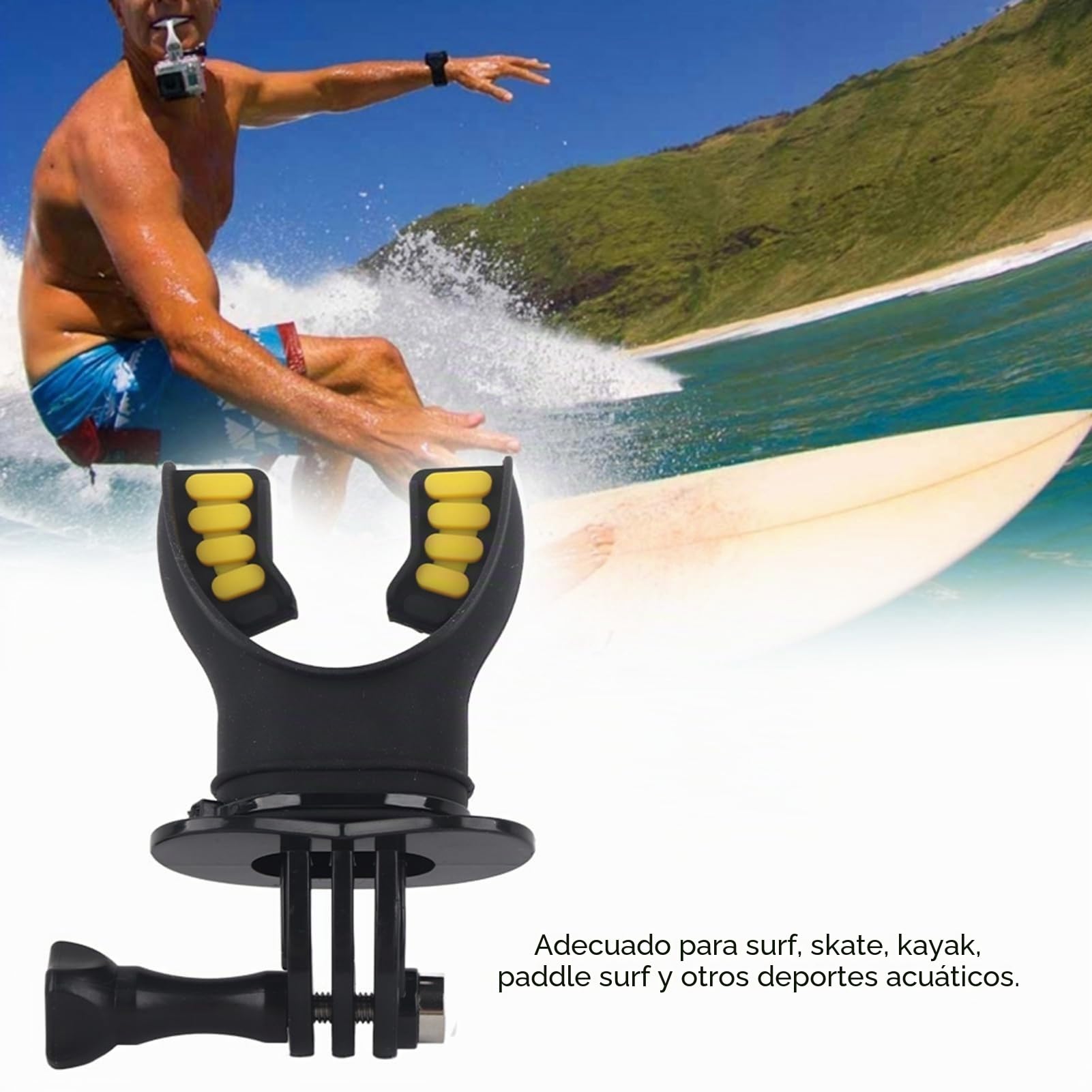 Topiky Mouth Bite Mount Adaptador del Soporte de la Boquilla Surfing Diving Skating con Floaty y Cuello Lanyard para Hero 7/6/5/4/3/3 + para cámara de acción (Negro)