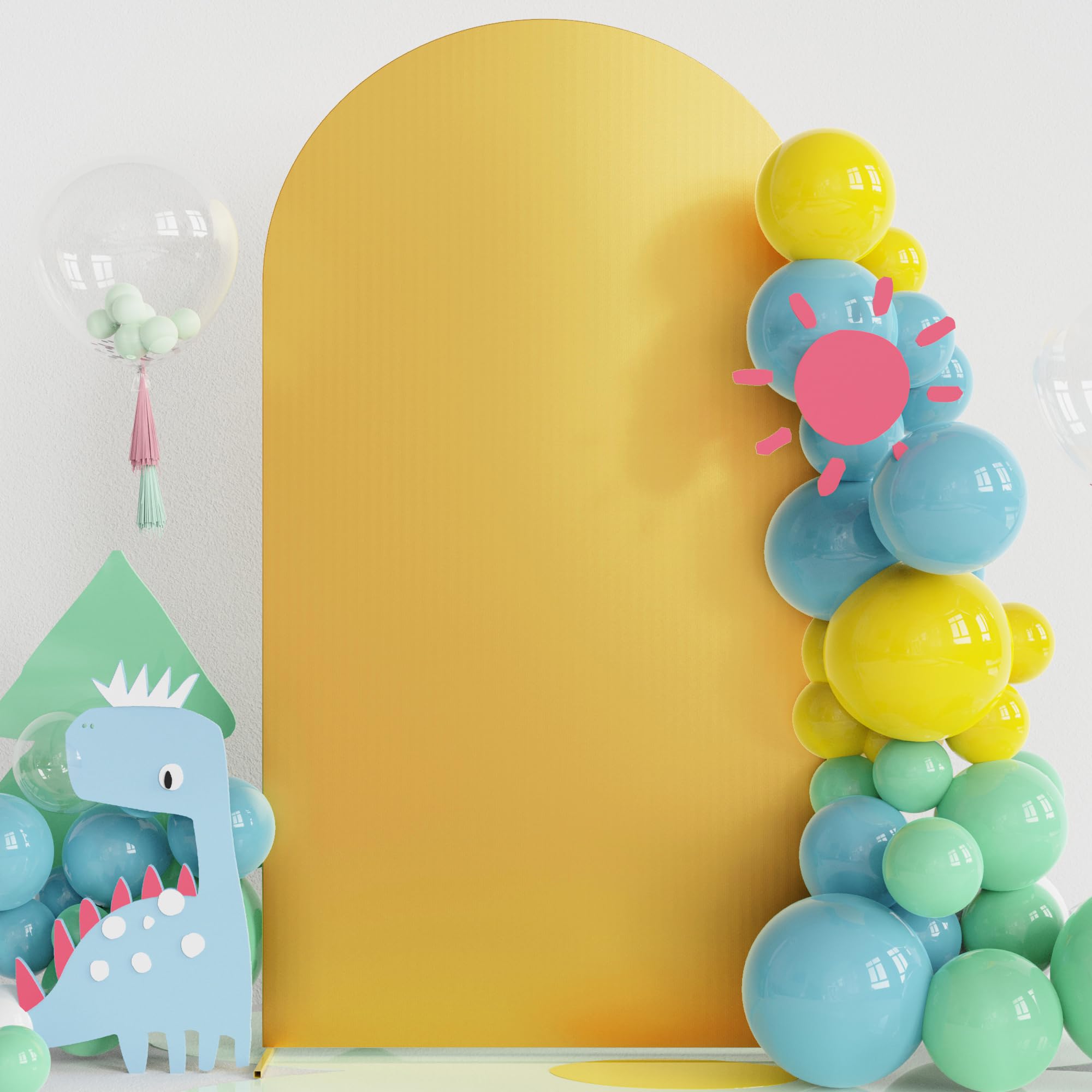 Fomcet Wedding Arch Cover Gold 2-Sided Spandex Fitted Fabric 7.2FT Arch Backdrop Cover Round Top Arch Cover Fabric for Birthday Party Baby Shower Wedding Arch Stand Decoration