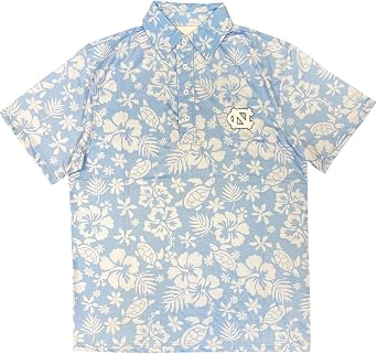 Wes and Willy Mens College Team SPF 50+ Polo Turtle and Hibiscus Print