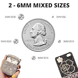 6500Pcs White Rhinestones for Bedazzling, Bedazzler Kit with Flatback Rhinestones for Clothes Crafting Crafts Nails, 2,3,4,5,6mm Flat Back Resin Crystal Bedazzling Kit with B 7000 Glue Clear
