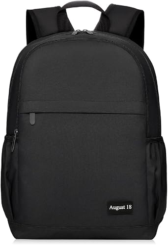 AUGUST 18 Mochila básica clásica ligera para viajes, mochilas casuales con correas de hombro transpirables, 20L, Negro -, Mochilas Daypack