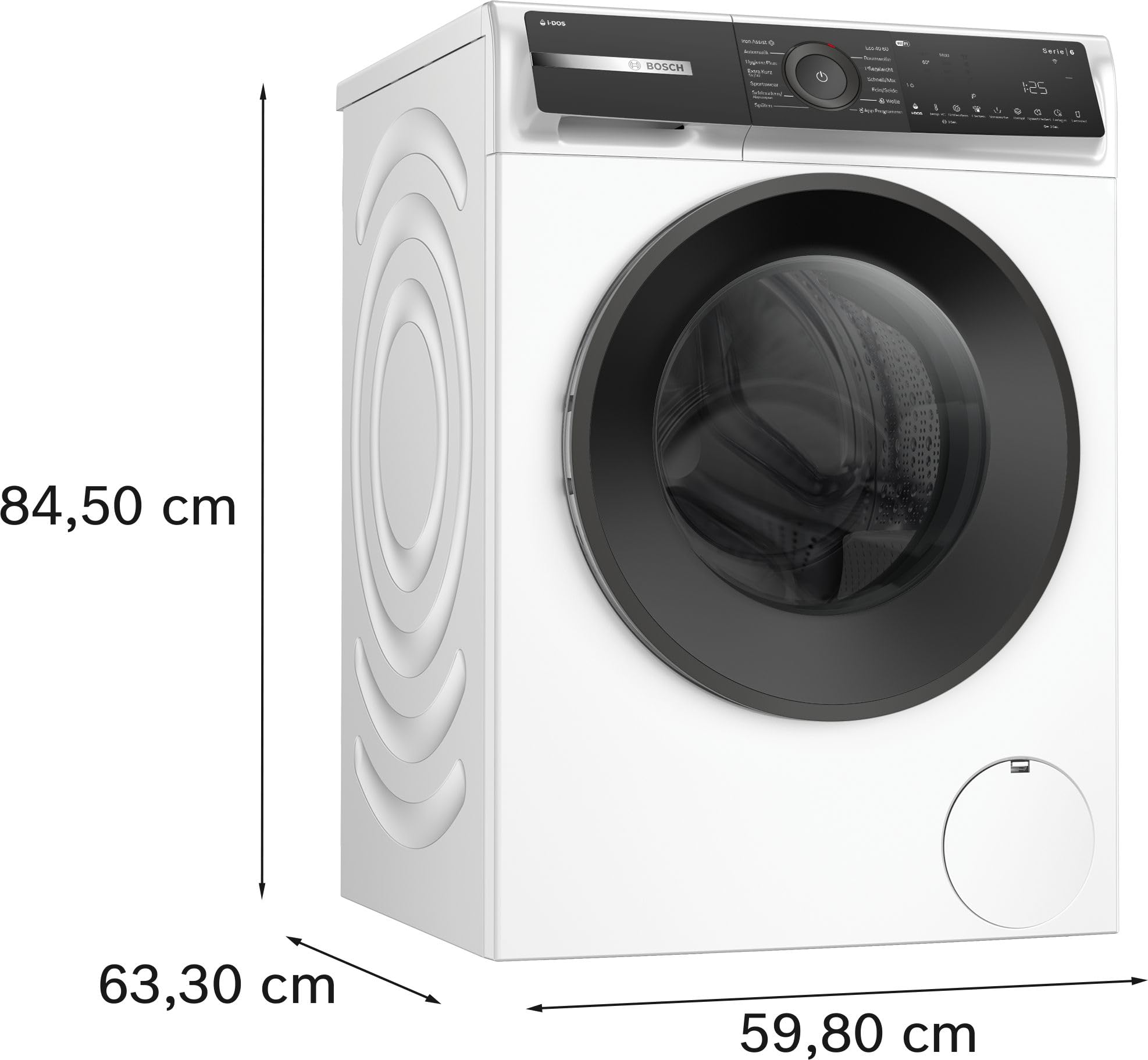 Bosch Serie 6 Smarte Waschmaschine 9 kg 1400 UpM i-DOS WGH244A40 | Barcode-Erkennung für Waschmittelmenge, bürstenloser Motor, Fleckenautomatik für 16 Fleckenarten, Nachlegefunktion