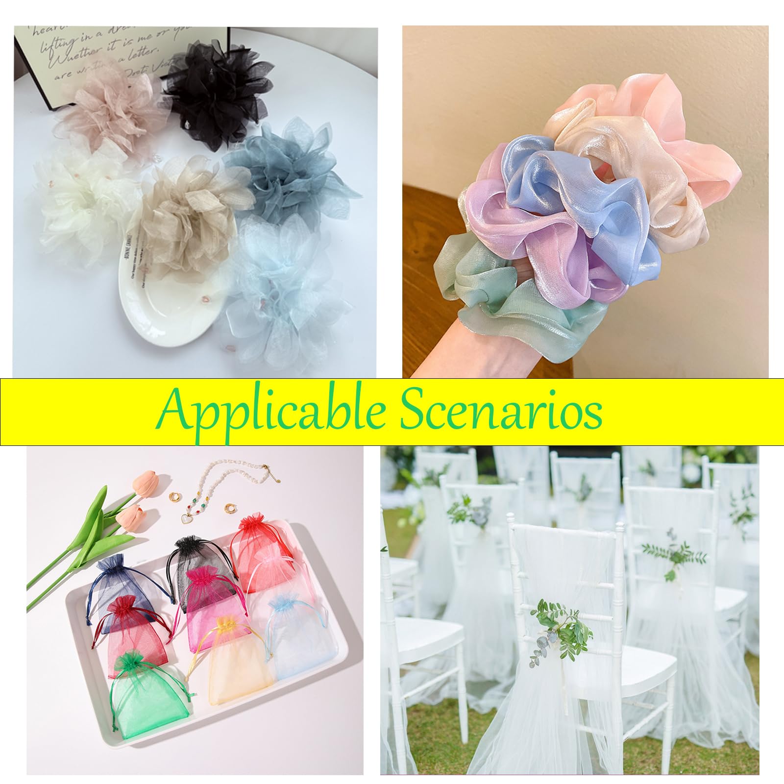 10M x 1.5M Organza Stoff Meterware Transparent Stoffe Zum Nähen Tüll Dekostoff Netzstoff Organza Modestoff Glänzend Kostümstoff für Tischdecken, Kleidung, DIY Basteln, Hochzeitsdeko