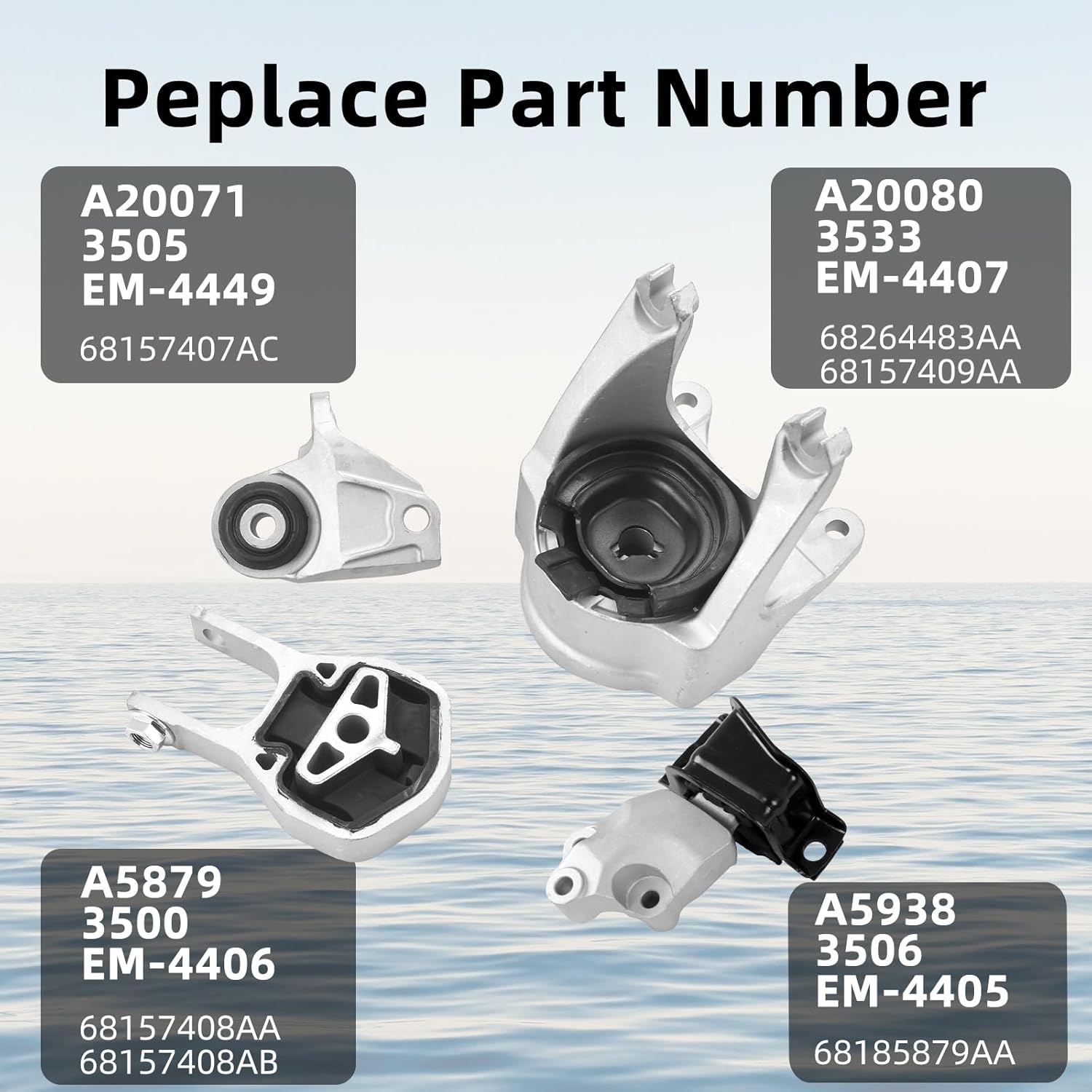 Set of 4 Engine Motor Kit for Ram Pro Master 1500 2500 3500 3.6L 2014-2021 68157407AC 68185879AA 68157408AA 68157408AB 68264483AA 68157409AA