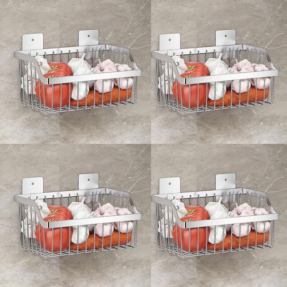 Hängekorb aus Metalldraht, SUS304 Edelstahlkorb, 4 Stück, Hängekorb, Wandregale, Organisierungskörbe für Zuhause, Küche, Bad, Speisekammer, Wäsche-Organizer