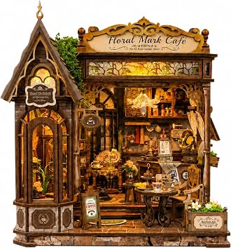 Roroom 3D Puzzles for Adults, Vintage Garden Cofe Book Nook Kit with LED