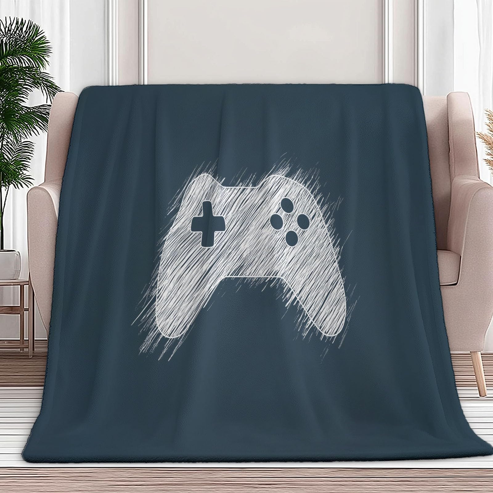 Plaid canapé contrôleur de jeu polaire douce pour soirée gaming