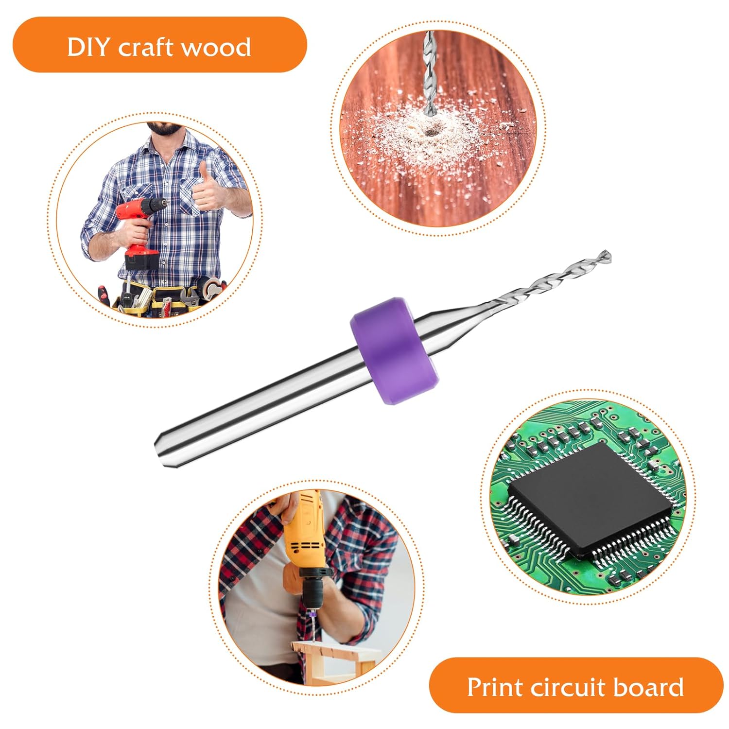 20 Pcs Micro Drill Bit Set, 0.3-1.2mm Shank Tungsten Carbide Small Drill Bits, Tungsten Steel PCB Print Circuit Board Flute CNC Router Bits Shank for Rough Stone Print Circuit Board Jewelry Engraving