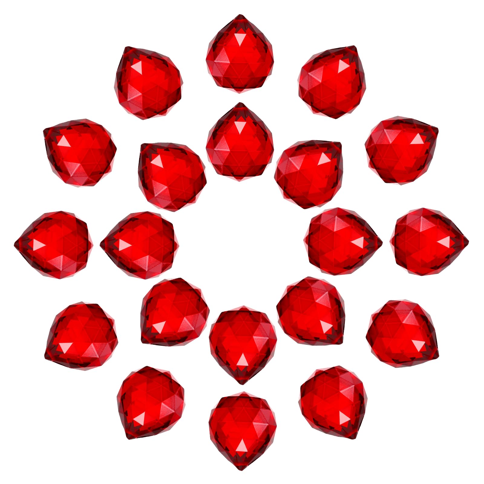 sourcing map 20Pack Crystal Ball Prism, 30mm/1.2" Decorative Ball Sun Shine Catcher Suncatcher Beads for Chandelier Window Wedding Decoration Home Decor, Red