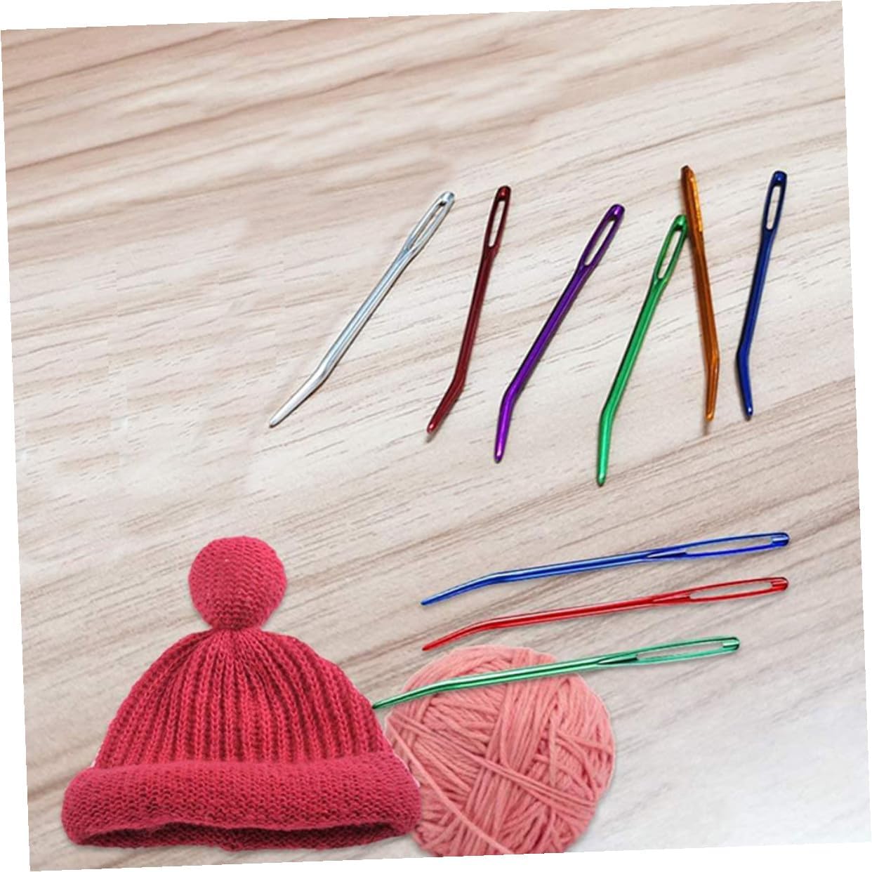 CALLARON 12pcs Multi-Function Aluminum Darning Needles Curved Safety Sewing Yarn Needles for Knitting and Crochet Crafts Random Color