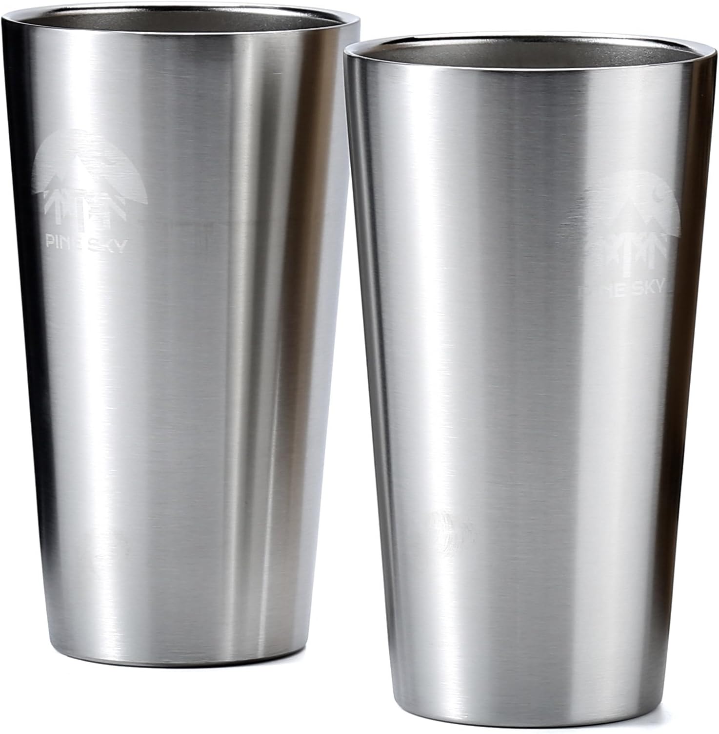 Stainless Steel True Pint Cup by Pine Sky, 16 oz Vacuum Insulated, Stackable Tumbler - Set of 2