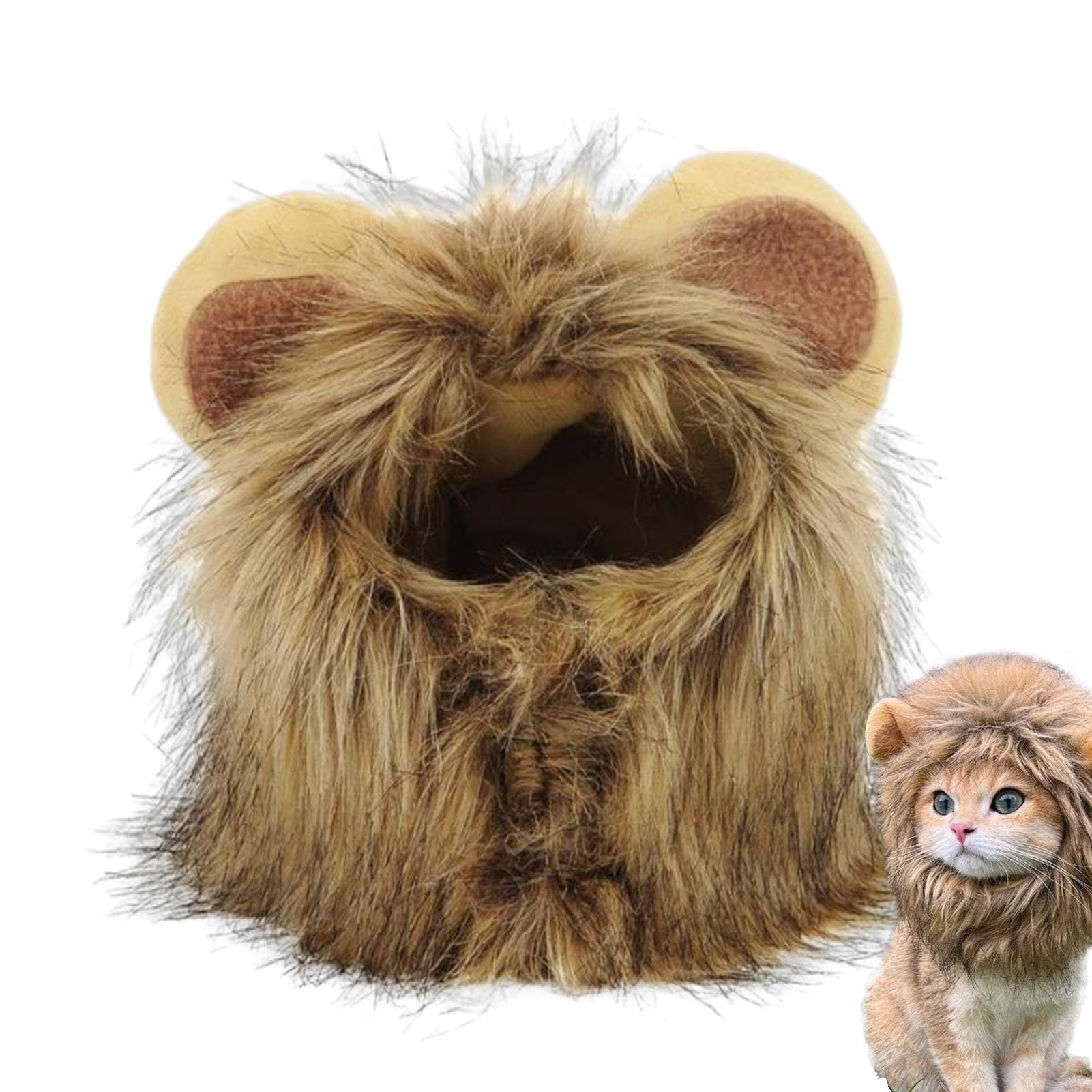 Melena De León para Gatos, Melena De León para Gatos | Sombrero de Disfraces para Mascotas con Peluca de Melena de león,Fancy Lion Hair Cat Clothes Dress Funny Pet Cosplay Peluca Gorras