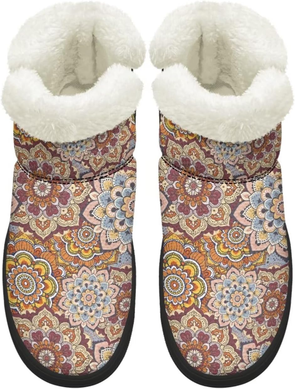 Binienty Snow Boots for Women Wide Width Barefoot Winter Shoes Non Slip Plush Fur Lined Short Ankle Booties