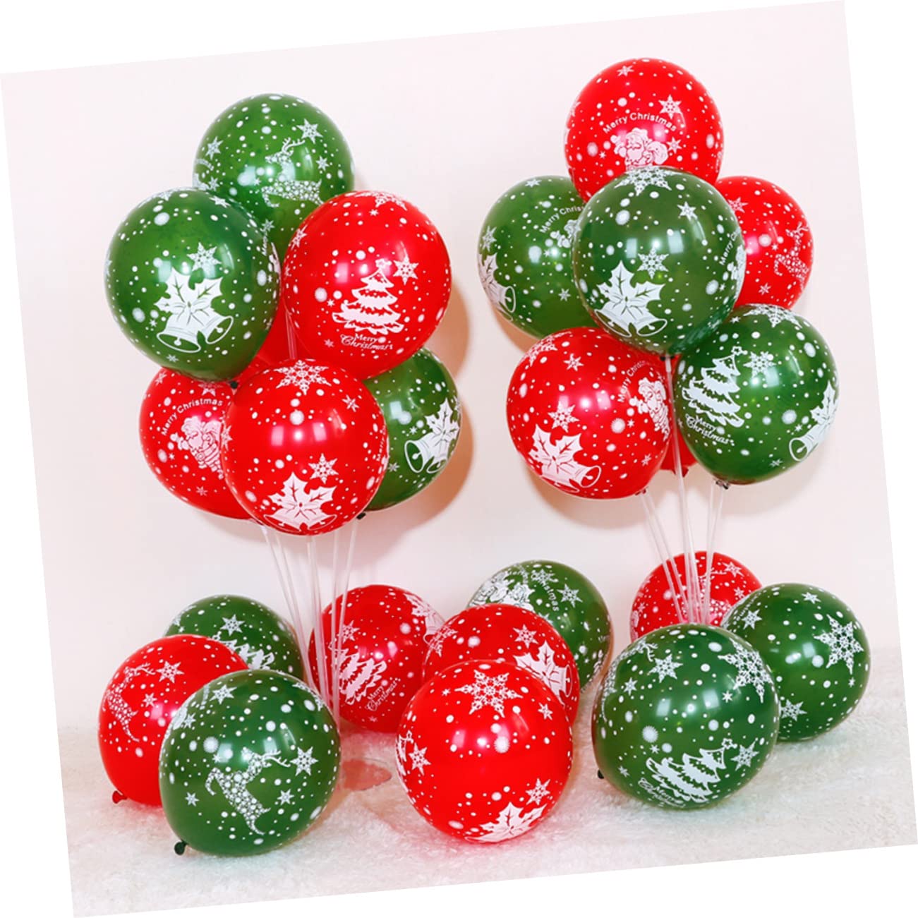 MAGICLULU 3 Set Di Palloncini Natalizi Più Lunghi Da 10 Pollici in Lattice Decorazioni Per Feste Di Natale E Babbo Natale Palloncini Con Stampa Rossa 100 Pezzi * 3
