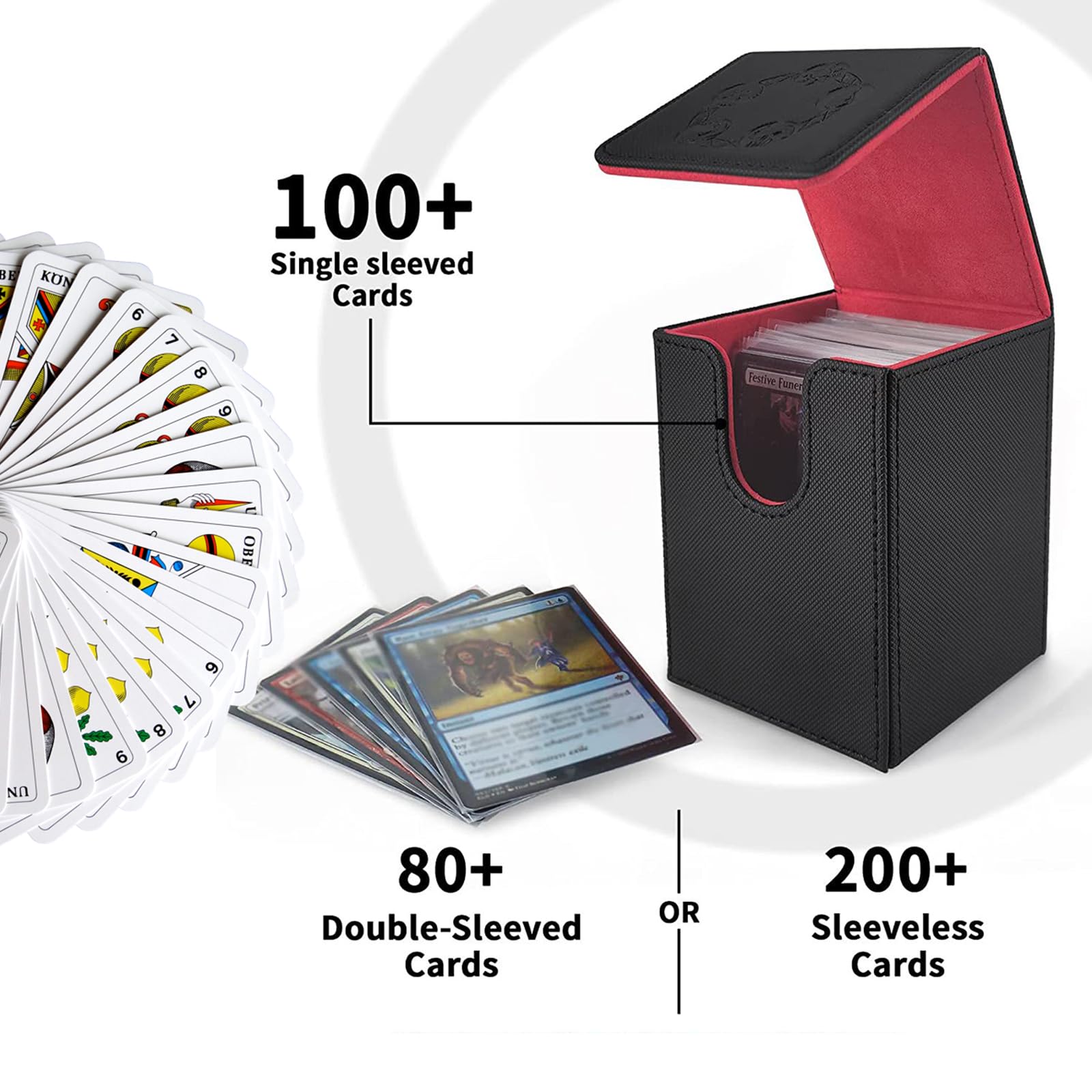 Deck-Box Aus PU-Leder Für 110 Sammelkarten – Kompatibel Mit MTG, Yugioh & TCG, Mit Magnetverschluss