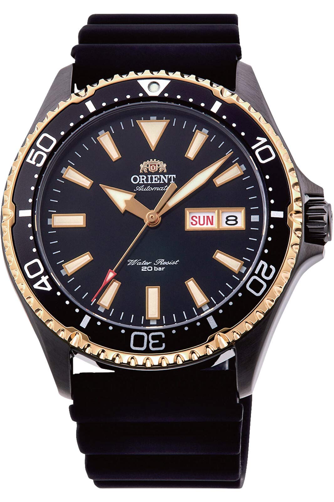 Orient RA-AA0005B - Orologio da uomo Kamasu nero con cinturino in silicone IP nero