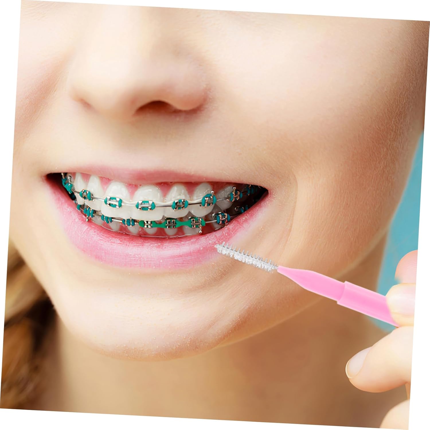 100pcs Interdental Brushes for Braces Portable Tooth Cleaning Tool Convenient Handle Design Safe Materials Travel Friendly Oral