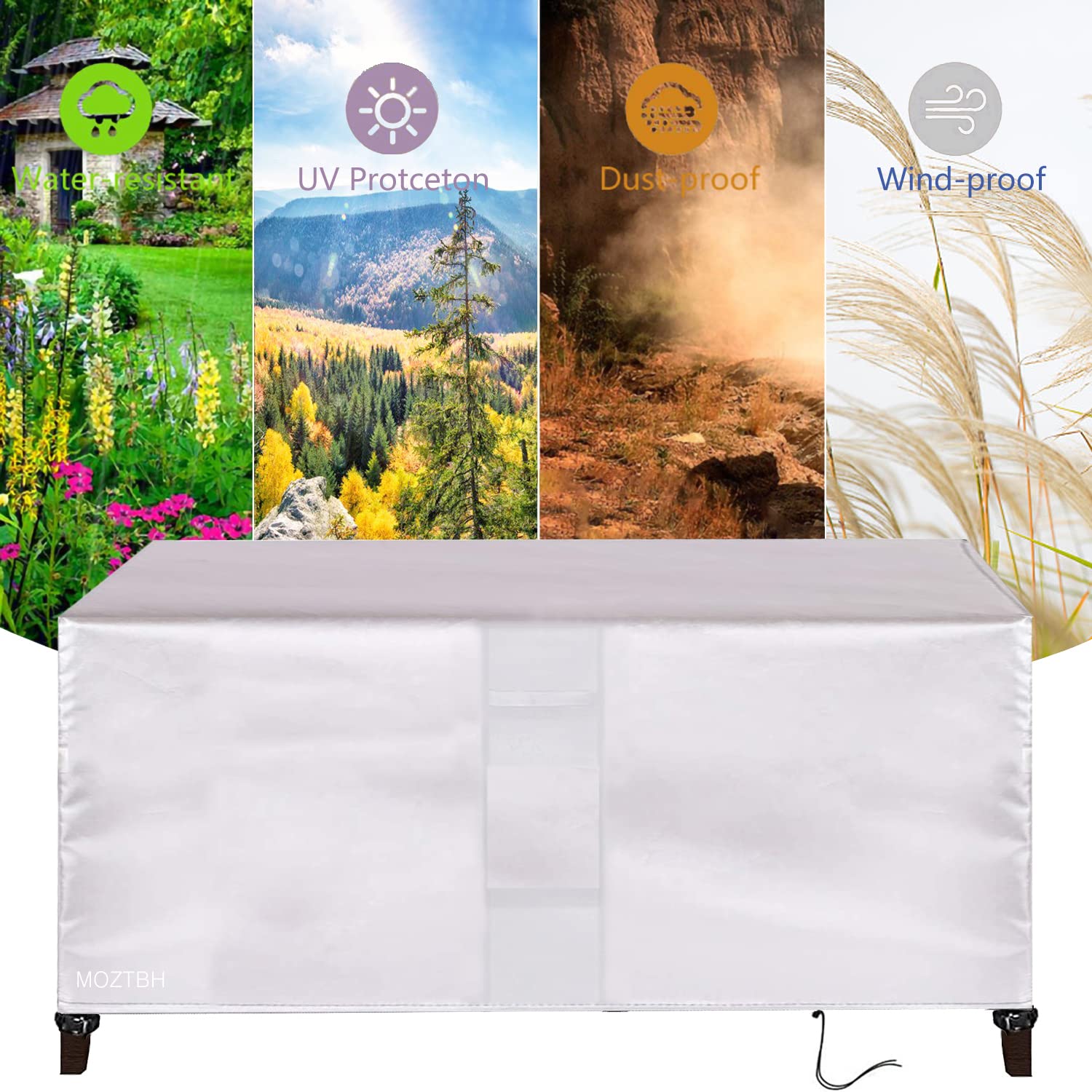 Straame Outdoor-Möbelschutz 420D Oxford – Wasserdicht, UV-beständig, Mit Schnallen & Kordelzug | Für Terrassentisch Bis 280x204x106 Cm