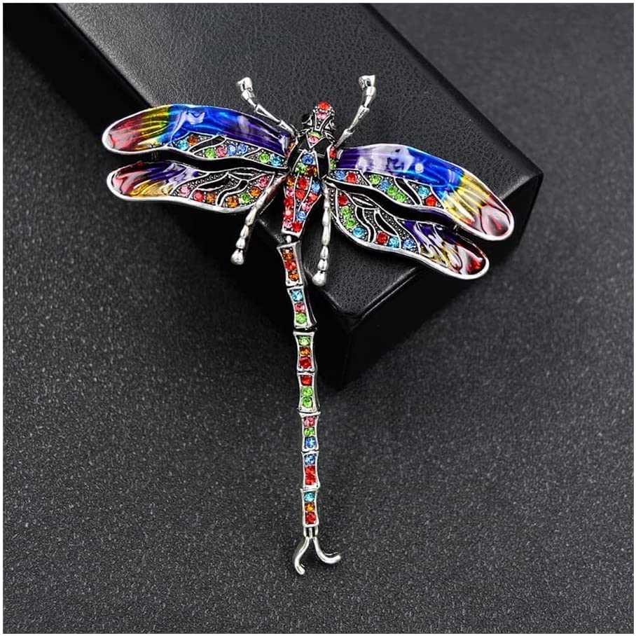 Brosche Bunte Emaille Libelle Broschen für Frauen Mantel Pin 2Colors Insekt Schmuck Strass Zubehör